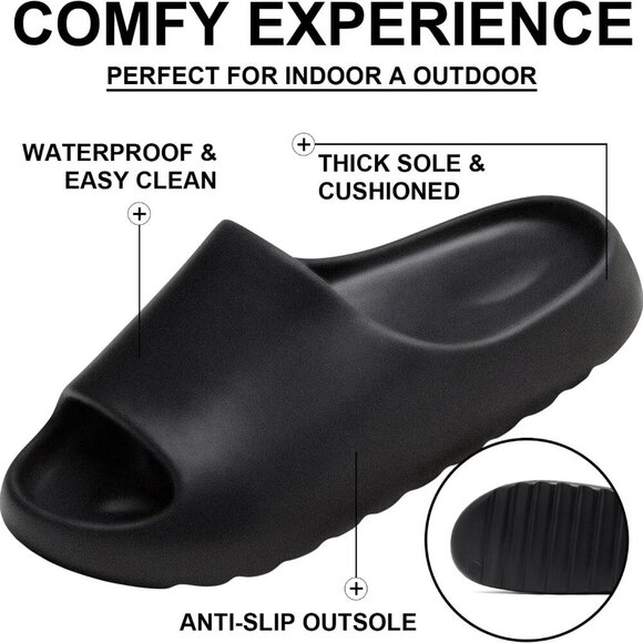 Unisex Cloud Slides EVA Platform Pillow Slippers Soft Open Toe Shower Shoes - Picture 2 of 5